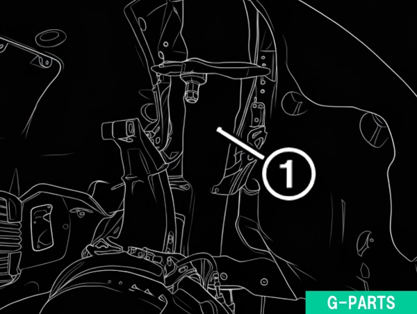 フロントエアサスペンションストラットの取付け①