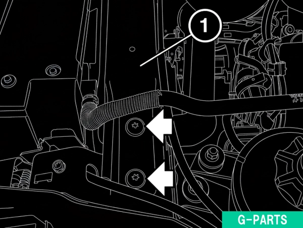 ファン シュラウド(電動ファンを含む)の脱着①